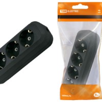 Колодка розеточная 4 гнезда 2П+3 16А 250В черная TDM