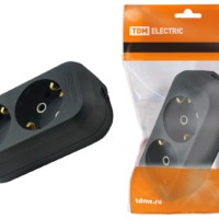 Колодка розеточная 2 гнезда 2П+З 16А 250В черная TDM