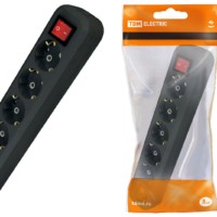 Колодка розеточная 6 гнезд 2П+З с выключателем16А 250В черная TDM