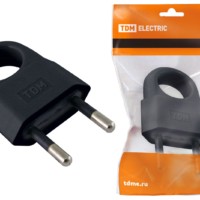 Вилка б/з с кольцом черная 10А 250В (евровилка CEE 7/16) TDM