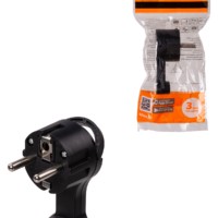 Вилка круглая плоская с кольцом черная 16А 250В TDM