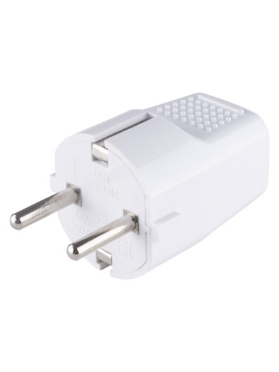 Вилка прямая с/з белая c перфорацией 10А 250В TDM — изображение 2