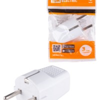 Вилка прямая с/з белая c перфорацией 10А 250В TDM