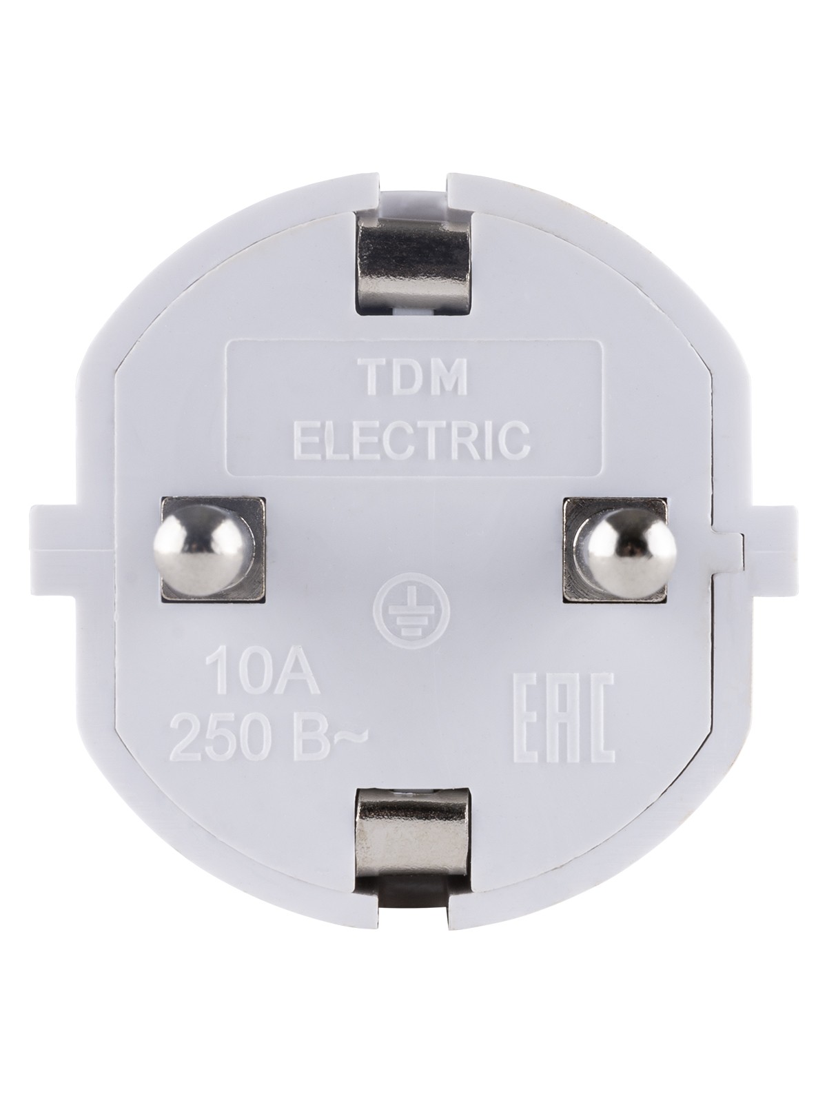 Вилка прямая с/з белая c перфорацией 10А 250В TDM — изображение 3