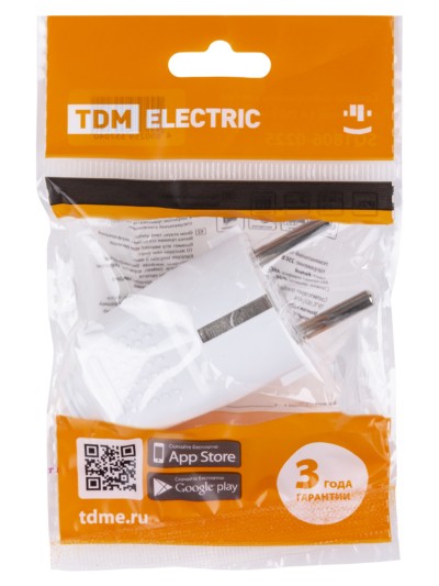 Вилка прямая с/з белая c перфорацией 10А 250В TDM — изображение 5