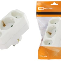 Блок на 3 гнезда: 1×2П+3 16 А + 2х2П 2,5 А под плоскую вилку 250 B белый TDM