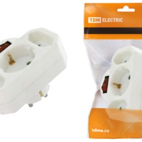 Блок на 3 гнезда с выключателем с индикацией: 1×2П+3 16А+2х2П 2,5А под плоскую вилку 250B белый TDM