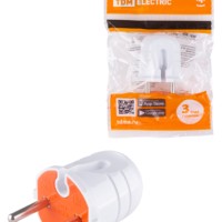 Вилка б/з белая с красной вставкой 10А 250В TDM