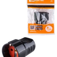 Кабельная розетка рифленая 2П+З 16А 250B черная TDM