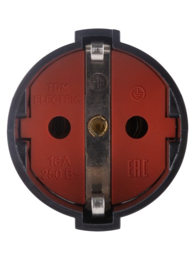 Кабельная розетка рифленая 2П+З 16А 250B черная TDM — изображение 3