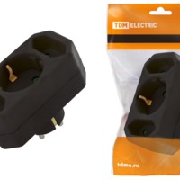 Блок на 3 гнезда: 1×2П+3 16 А + 2х2П 2,5 А под плоскую вилку 250 B черный TDM