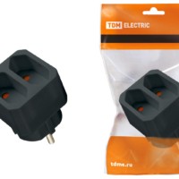 Блок на 2 гнезда 2П 2,5 А 250 B под плоскую вилку черный TDM