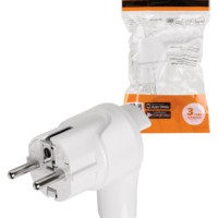 Вилка угловая c/з белая с кнопкой извлечения из сети 16А 250В TDM