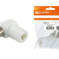 Разъём антенный гнездо ТВ угл. белое без пайки TDM