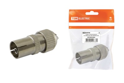 Разъём антенный гнездо ТВ металл без пайки “орех” TDM