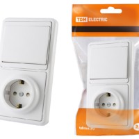 Блок комбинированный БКВР 1-но кл. выкл + розетка 2П+З с з/ш TDM