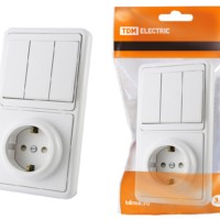 Блок комбинированный БКВР 3-х кл. выкл + розетка 2П+З с з/ш TDM