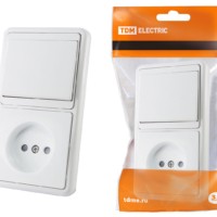 Блок комбинированный БКВР 1-но кл. выкл + розетка 2П с з/ш TDM