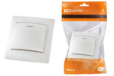 Выключатель 1кл. с подсветкой 10А белый Таймыр TDM