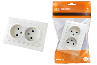 Розетка двойная 2П 10А 250В белая “Таймыр” TDM