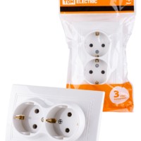 Розетка двойная 2П+З 16А 250В белая “Таймыр” TDM