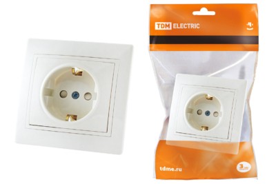 Розетка 2П+З с защ. шт. 16А 250В белая “Таймыр” TDM