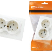 Розетка двойная 2П+З с защ. шт. 16А 250В белая “Таймыр” TDM