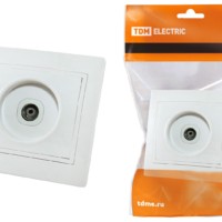 Розетка телевизионная простая (0-2400МГц, “мама”) белая “Таймыр” TDM