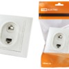 Розетка ТФ RJ11 + ПК RJ45 белая “Таймыр” TDM