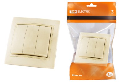 Выключатель 3кл. 10А сл. кость Таймыр TDM