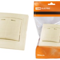 Выключатель 2кл. с подсветкой 10А сл. кость Таймыр TDM