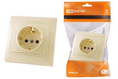 Розетка 2П+З 16А 250В сл. кость “Таймыр” TDM