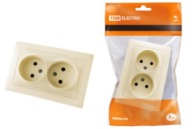 Розетка двойная 2П 10А 250В сл. кость “Таймыр” TDM