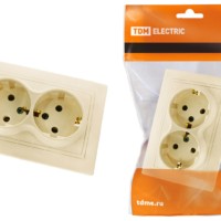 Розетка двойная 2П+З 16А 250В сл. кость “Таймыр” TDM