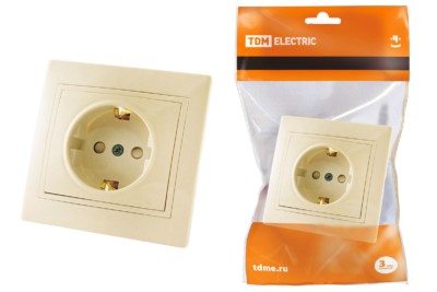 Розетка 2П+З с защ. шт. 16А 250В сл. кость “Таймыр” TDM