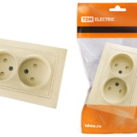 Розетка двойная 2П с защ. шт. 10А 250В сл. кость “Таймыр” TDM