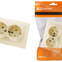 Розетка двойная 2П+З с защ. шт. 16А 250В сл. кость “Таймыр” TDM