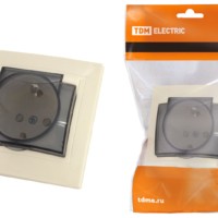 Розетка 2П+З с защ. шт. и крышкой 16А 250В IP44 сл. кость “Таймыр” TDM