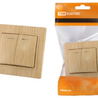 Выключатель 2кл. с подсветкой 10А ЭКО (сосна) Таймыр TDM