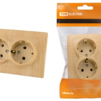Розетка двойная 2П+З 16А 250В “ЭКО” (сосна) “Таймыр” TDM