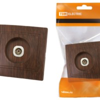 Розетка телевизионная простая (0-2400МГц, “мама”) “ЭКО” (бук) “Таймыр” TDM