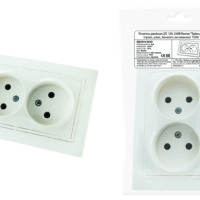 Розетка двойная 2П 10А 250В белая “Таймыр” (пром. упак., бакелит. основание) TDM
