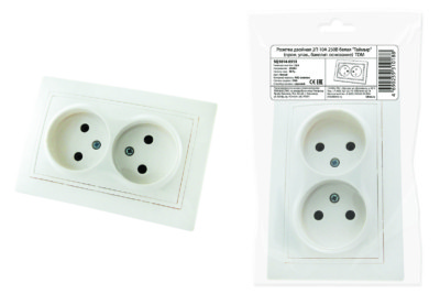 Розетка двойная 2П 10А 250В белая “Таймыр” (пром. упак., бакелит. основание) TDM