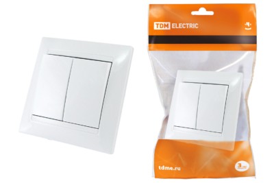 Выключатель 2кл. 10А белый Лама TDM
