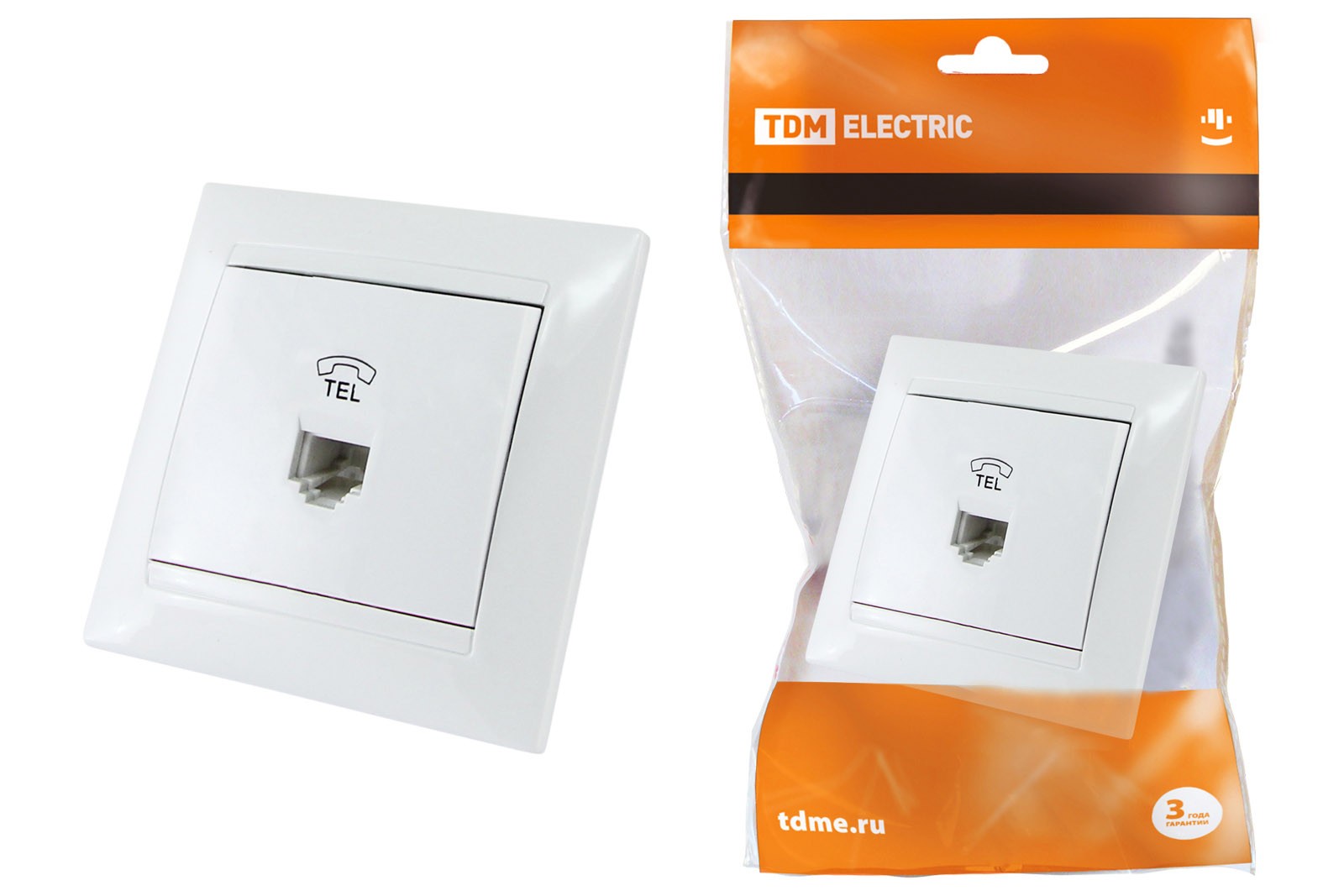 Розетка ТФ RJ11 белая "Лама" TDM