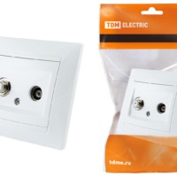 Розетка ТВ (“мама”) + SAT (F-разъем) 0-2400МГц белая “Лама” TDM