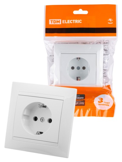 Розетка 2П+З 16А 250В белая “Лама” TDM