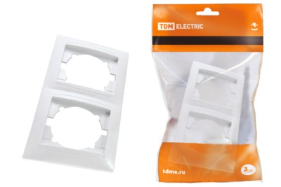 Рамка 2-х постовая горизонтальная белая “Лама” TDM