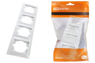 Рамка 4-х постовая горизонтальная белая “Лама” TDM