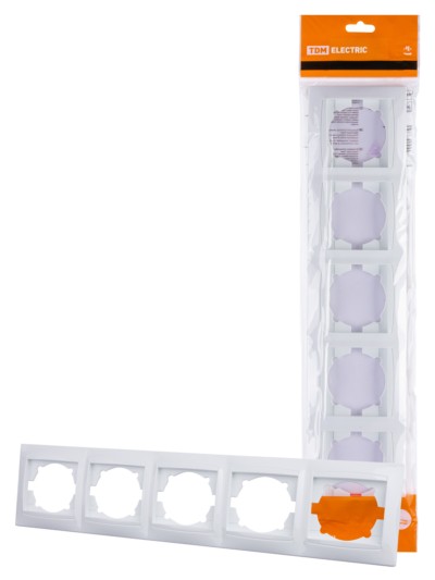 Рамка 5-ти постовая горизонтальная белая “Лама” TDM